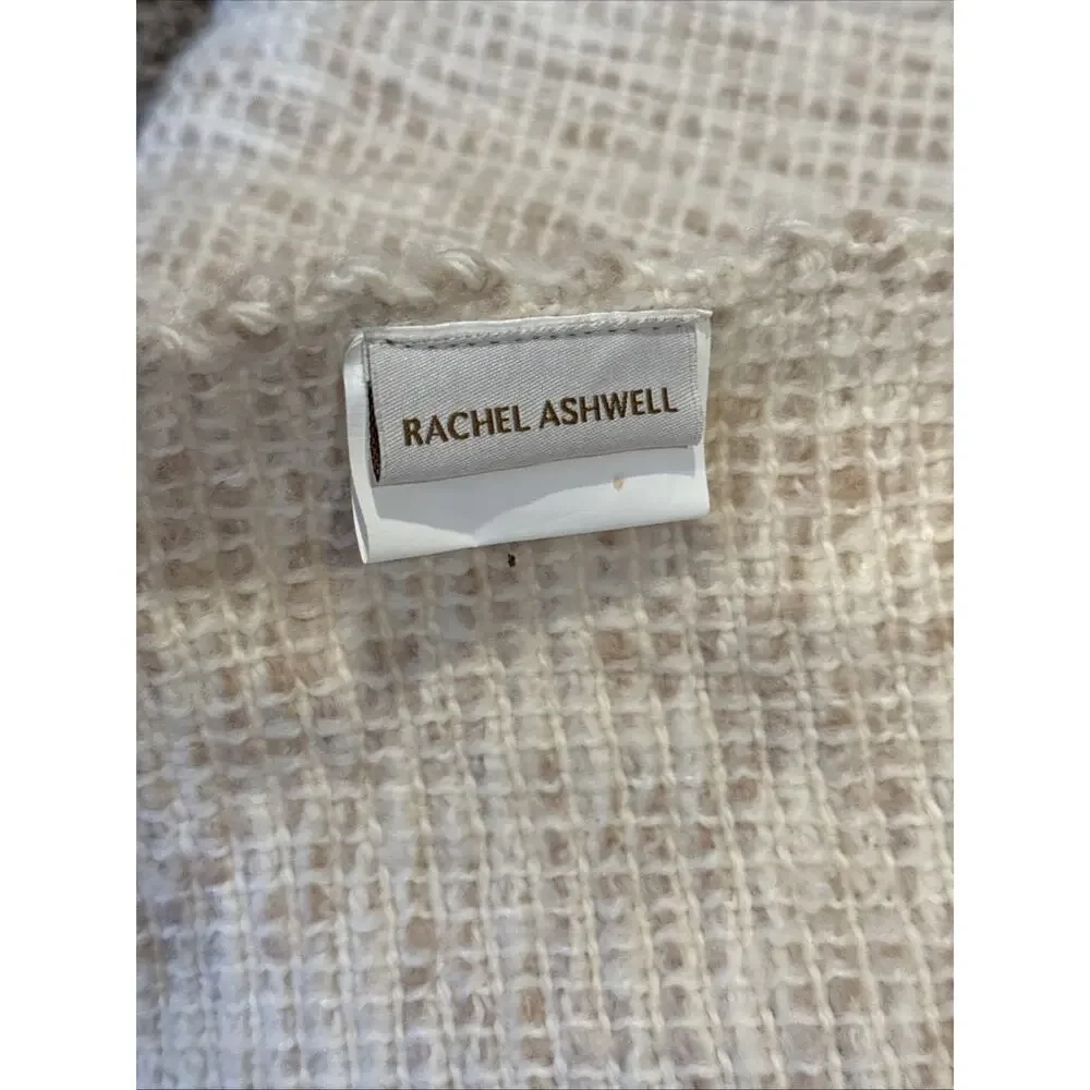 Rachel Ashwell 100% Merino Wool Throw Blanket 50” x 60” Tan Neutral Luxe
